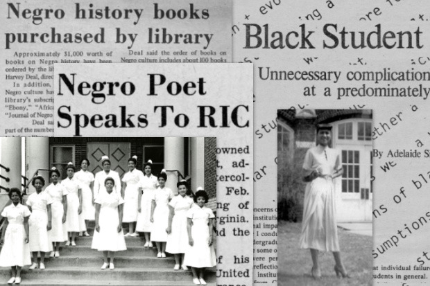 Montage of African-American articles and oral histories from Special Collections and Archives