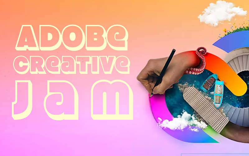 A collage the Creative Cloud logo's and the text Adobe Creative Jam.