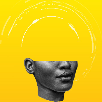 Image of lower level of a head on a yellow background