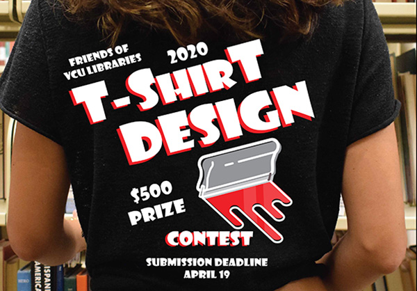 A person wearing a black t-shirt about the FOL T-Shirt Design Contest