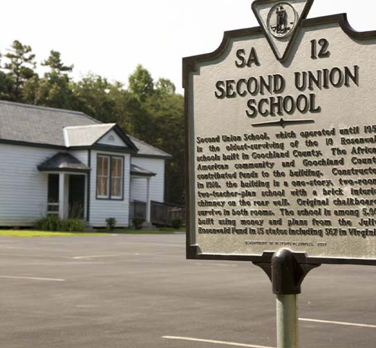 Second Union School and historical marker, Goochland County, Va., 2014