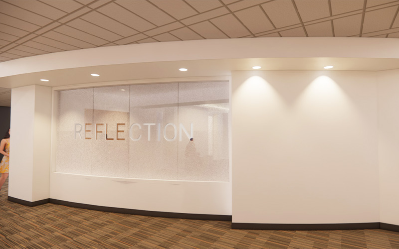 Artist rendering of the upcoming Reflection Room on the second floor of James Branch Cabell Library.