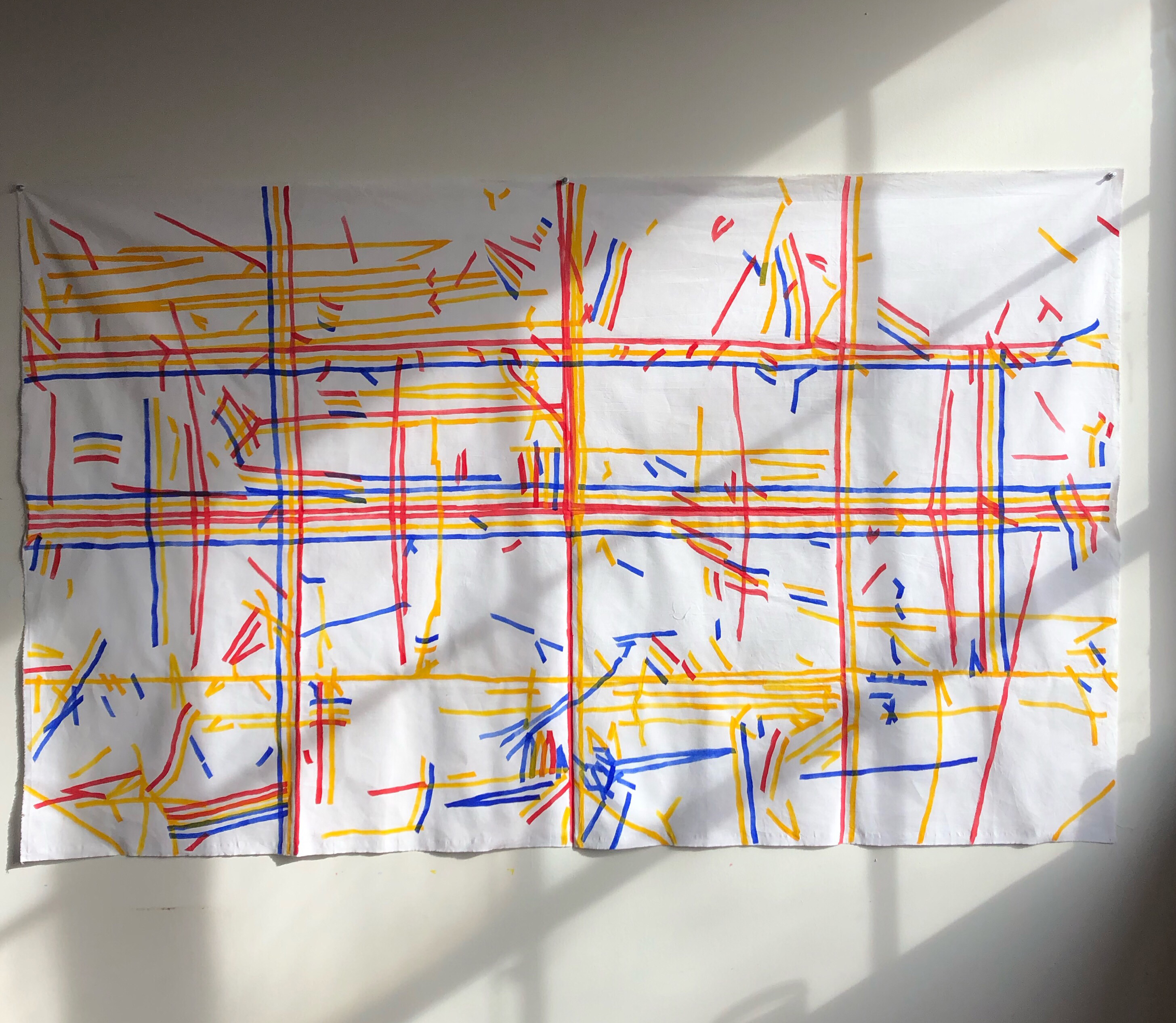 An artistically modified sheet as part of the exhibit Pliuri