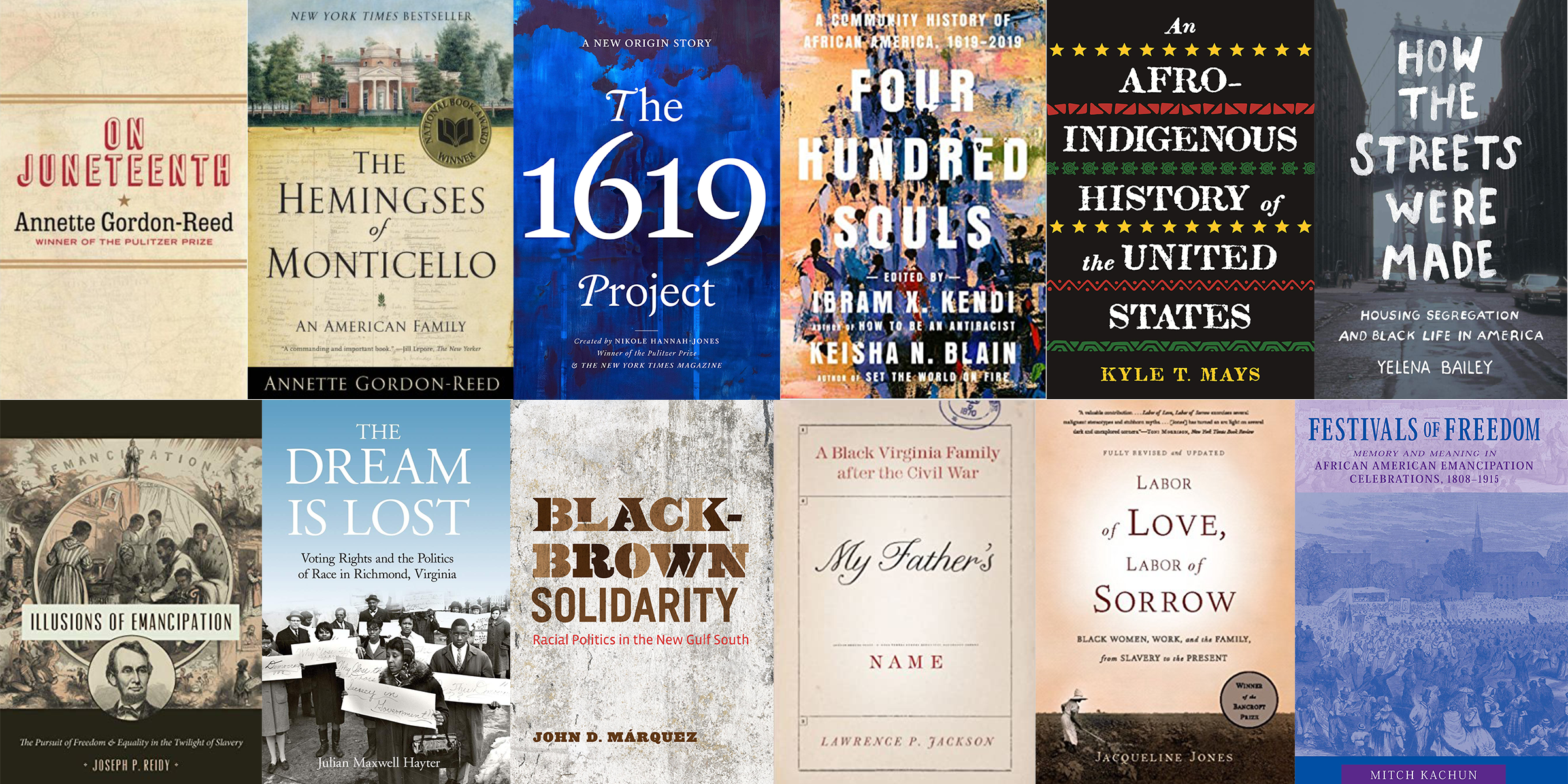 Covers of books recommended in the Reading List for the 21st Annual Black History Lecture.