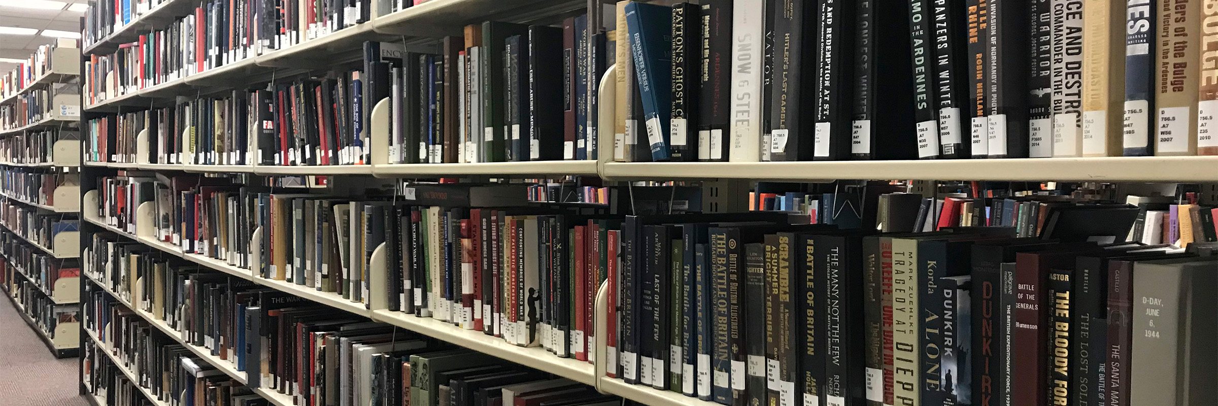 A picture of the first floor stacks from James Branch Cabell library.