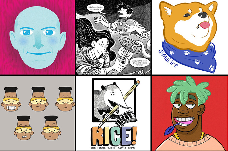 A selection of art from RICE that was displayed on the Cabell Screen.