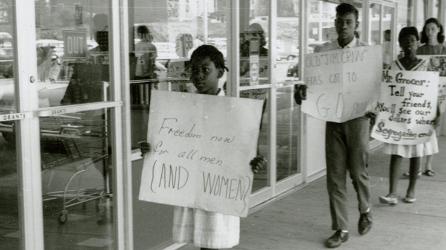 Image of protestors in Farmville, Va. 1963. 